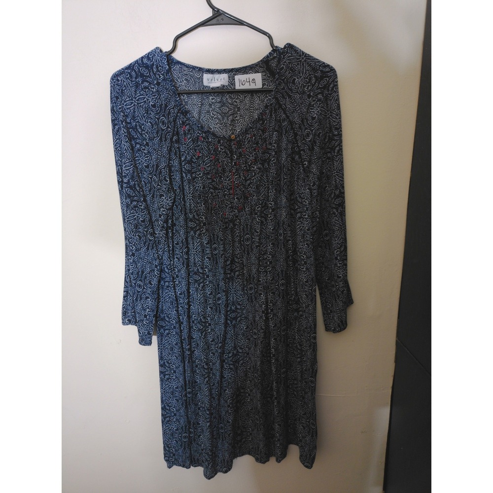 Velvet Graham & Spencer Tunic Top Womens Navy Blue Medallion Boho Coastal Airy